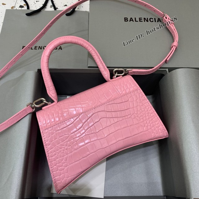 Balenciaga專櫃2022爆款小號手提包 巴黎世家新粉鱷魚紋沙漏包 fyj1520